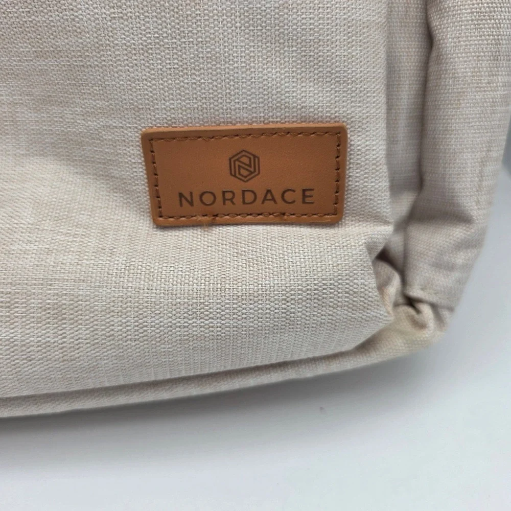 Nordace Siena Smart Backpack Beige ‎  Laptop Charging Travel Bag Luxury Neutral